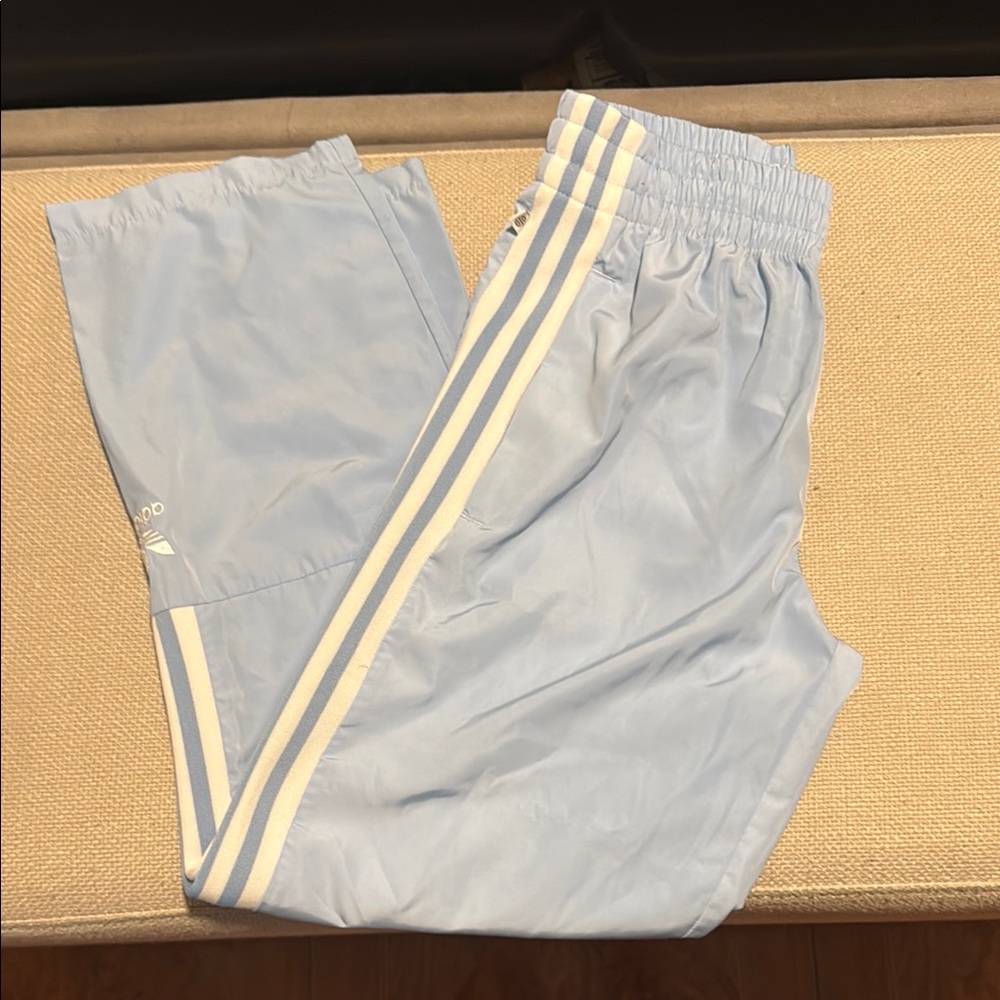 Adidas Sky Blue Track Pants with White Stripes